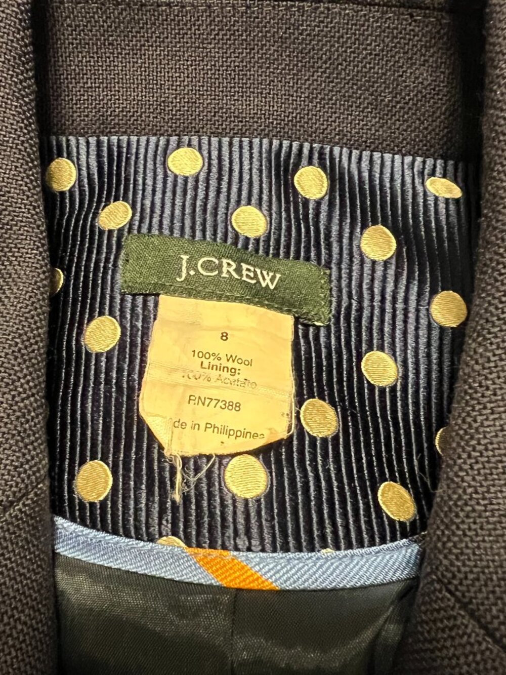 J CREW SCHOOLBOY BLAZER NAVY WOOL SILK TIE ACCENTS - Picture 4 of 10